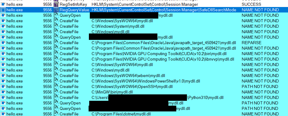 Process Monitor - Failed DLL Load